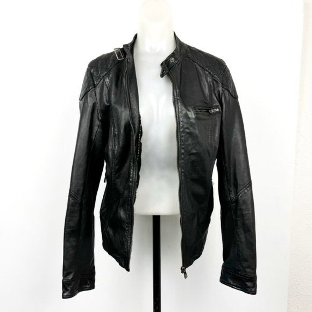 Bod & Christensen Diamond Quilted Shoulder Leather Moto Jacket Large - Picture 6 of 13